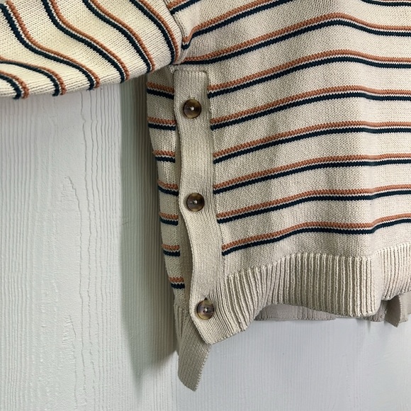 Madewell -Brownstone Colorful Stripe Side Button Long Sleeve Sweater Size XS - Picture 5 of 12
